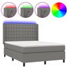 vidaXL Cama box spring c/ colch&atilde;o e LED 140x190 cm tecido cinza-escuro