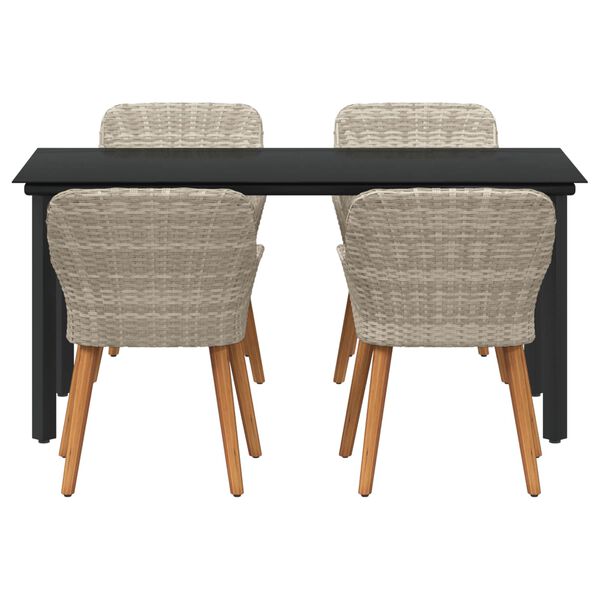 vidaXL Conjunto de Jantar para Jardim 5 pcs Cinzento-claro vime PE