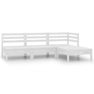 vidaXL 4 pcs conjunto lounge de jardim pinho maciço branco