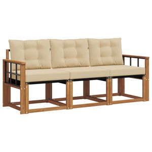 vidaXL Conjunto de Sof&aacute;s para Exterior 3 pcs Natural e Bege