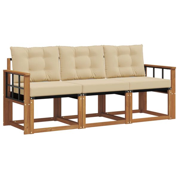 vidaXL Conjunto de Sof&aacute;s para Exterior 3 pcs Natural e Bege