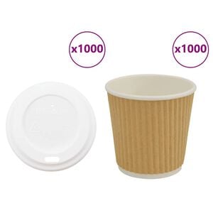 vidaXL Copos de caf&eacute; de papel com tampas 1000 pcs 4oz 100ml