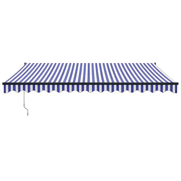 vidaXL Toldo retr&aacute;til 4x3 m tecido e alum&iacute;nio azul e branco