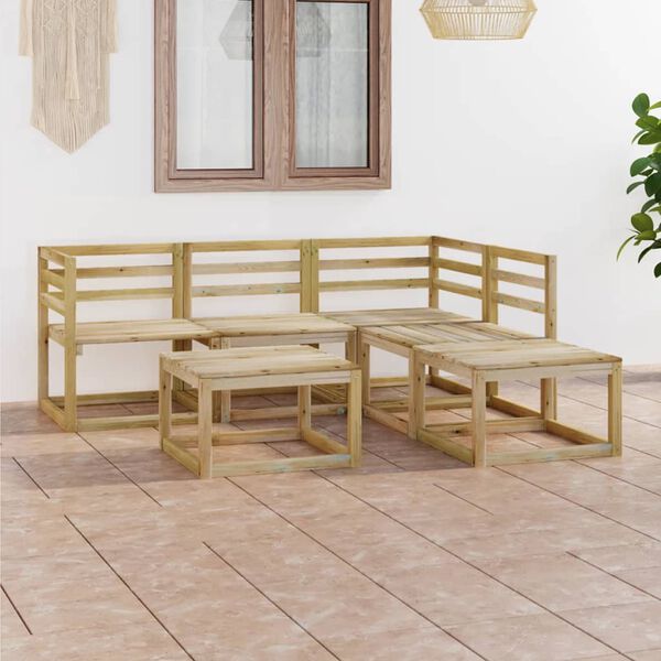 vidaXL 6 pcs conjunto lounge de jardim pinho impregnado verde