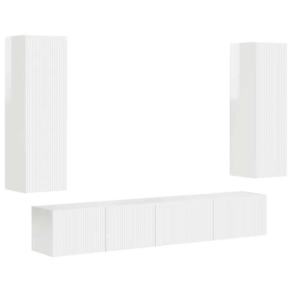 vidaXL Conjunto de m&oacute;vel de TV 3 pcs Branco Brilhante