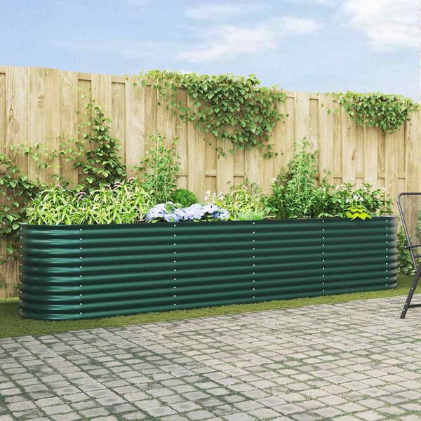 vidaXL Canteiro de jardim elevado Verde 400 x 80 x 81 cm A&ccedil;o