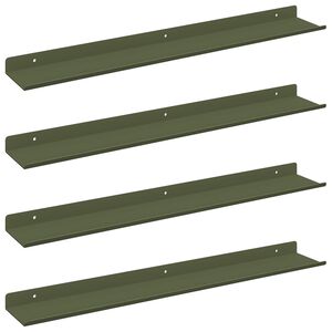vidaXL Prateleira Flutuante 4 pcs Verde Oliva 60 x 9 x 2,5 cm A&ccedil;o