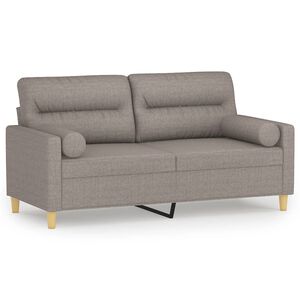vidaXL Sof&aacute; 2 lug. +almofadas decora&ccedil;&atilde;o 140cm tecido cinza-acastanhado