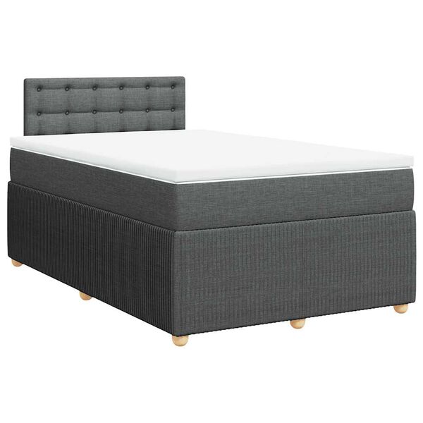 vidaXL Cama boxspring com colch&atilde;o 120x190 cm tecido cinzento-escuro
