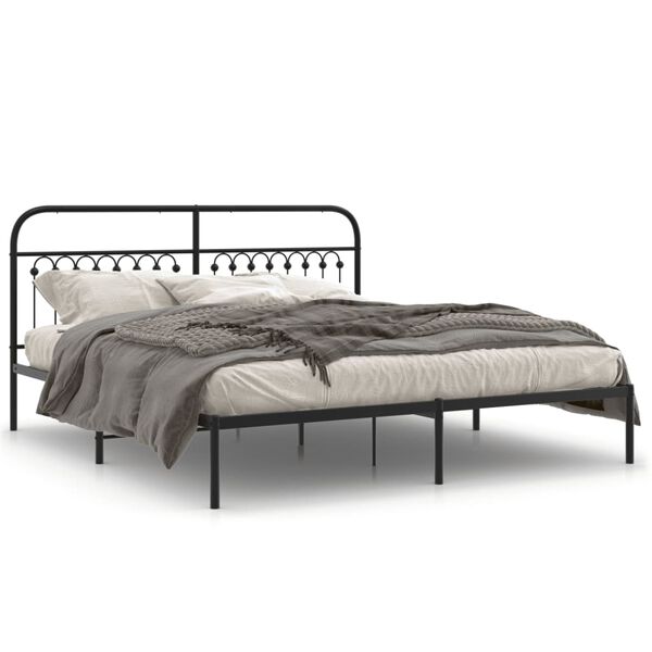 vidaXL Estrutura de cama com cabeceira 183x213 cm metal preto