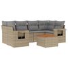vidaXL 7 pcs conj. sof&aacute;s jardim c/ almofad&otilde;es vime PE bege misturado