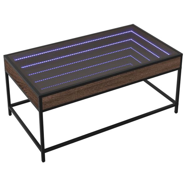 vidaXL Mesa de centro luzes LED Infinity 90x50x41 cm carvalho castanho