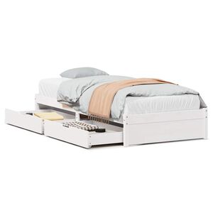 vidaXL Cama sem colch&atilde;o 75x190 cm madeira de pinho maci&ccedil;a branco