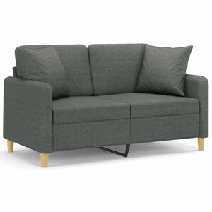 vidaXL Sof&aacute; 2 lugares +almofadas decorativas 120cm tecido cinza-escuro