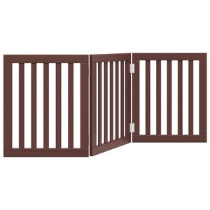 vidaXL Port&atilde;o para c&atilde;es dobr&aacute;vel 3 pain&eacute;is 150 cm &aacute;lamo castanho