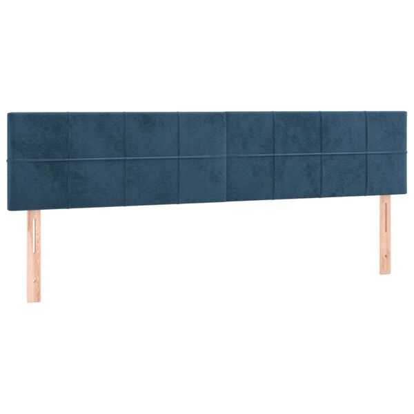 vidaXL Cabeceira de cama 2 pcs veludo 90x5x78/88 cm azul-escuro
