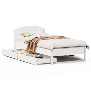 vidaXL Cama sem colch&atilde;o 75x190 cm madeira de pinho maci&ccedil;a branco