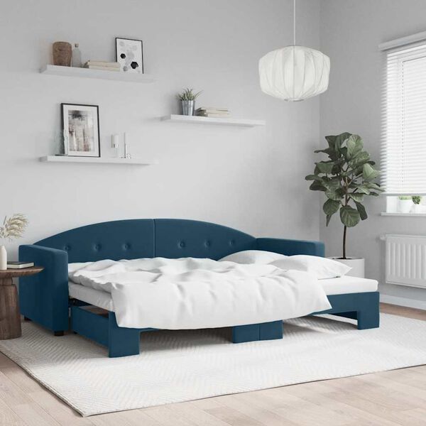 vidaXL Sof&aacute;-cama com gavet&atilde;o 80x200 cm veludo azul