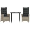 vidaXL 3 pcs conjunto de jantar p/ jardim c/ almofad&otilde;es cinzento claro