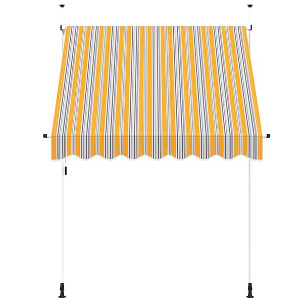 vidaXL Toldo retr&aacute;til manual 200 cm riscas amarelas e azuis