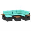 vidaXL 8 pcs conjunto de sof&aacute;s p/ jardim c/ almofad&otilde;es vime PE preto