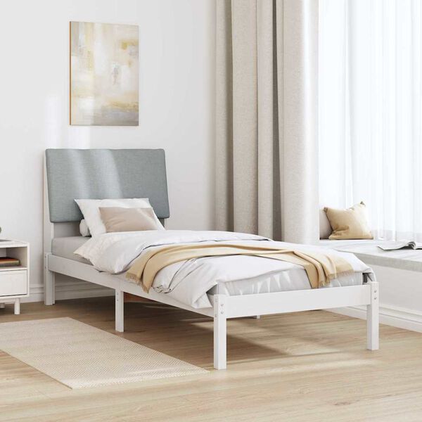 vidaXL Estrutura da cama Branco e cinza claro 75 x 190 cm