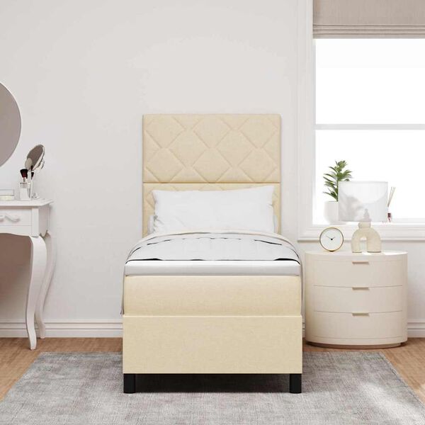 vidaXL Cama Box com colch&atilde;o com led Creme 80 x 200 cm tecido