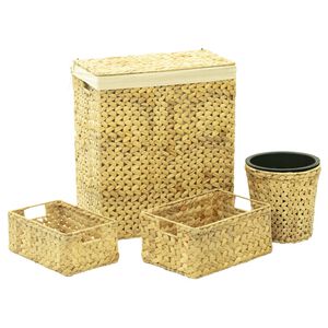 vidaXL 4 pcs conjunto para casa de banho em jacinto de &aacute;gua