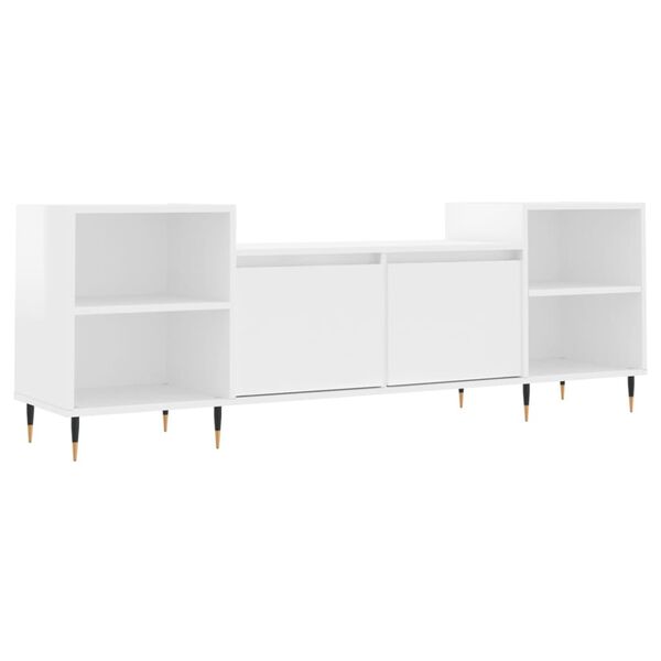 vidaXL Móvel de TV 160x35x55 cm derivados de madeira branco brilhante