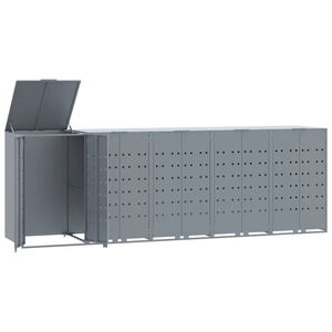 vidaXL Abrigo para 5 caixotes do lixo 345x79x117 cm a&ccedil;o cinzento