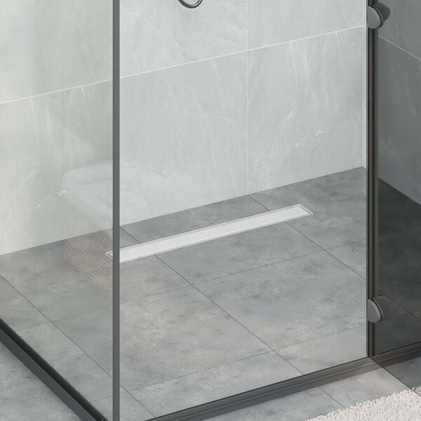 vidaXL Ralo de Chuveiro 2 em 1 com Sif&atilde;o 360&deg; Prateado 60 cm