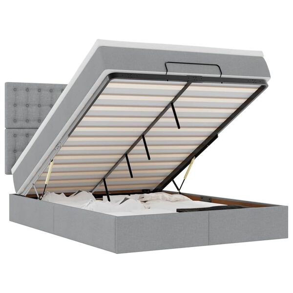 vidaXL Estrutura cama otomana colch&atilde;o 140x200cm tecido cinzento claro