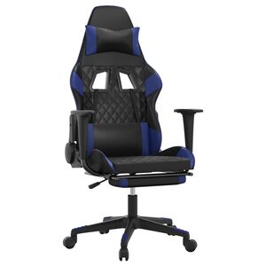 vidaXL Cadeira gaming c/ apoio para p&eacute;s couro artificial preto e azul