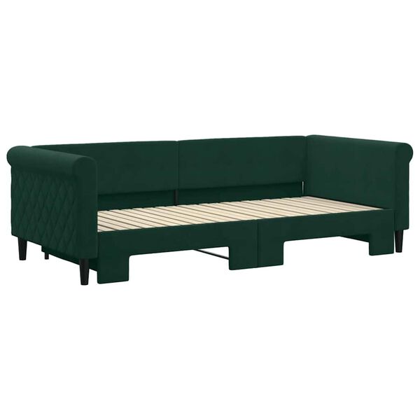 vidaXL Sof&aacute;-cama com gavet&atilde;o 90x200 cm veludo verde-escuro