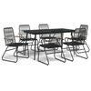 vidaXL 7 pcs conjunto de jantar para jardim vime de PVC preto