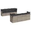 vidaXL 9 pcs conj. sof&aacute;s jardim com almofad&otilde;es vime PE cinzento-claro