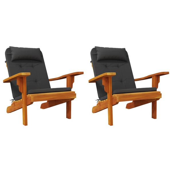 vidaXL Almofadões p/ cadeira adirondack 2 pcs tecido oxford preto