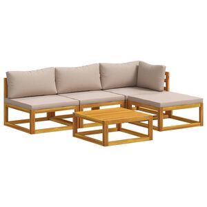 vidaXL Conjunto de Sof&aacute;s 5 unid. Natural Madeira S&oacute;lida de Ac&aacute;cia