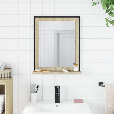 vidaXL Espelho de WC c/ prateleira derivados madeira carvalho sonoma