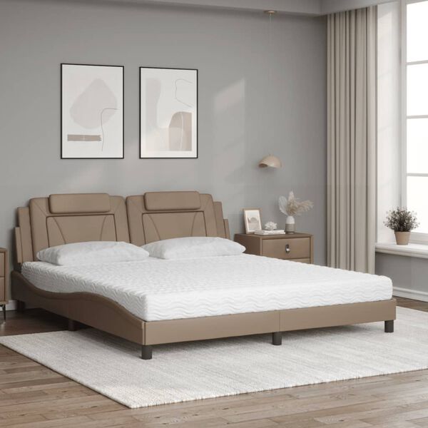 vidaXL Cama Viana com colch&atilde;o 180x200 cm couro artificial cappuccino