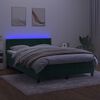 vidaXL Cama box spring c/ colch&atilde;o/LED 140x190 cm veludo verde-escuro