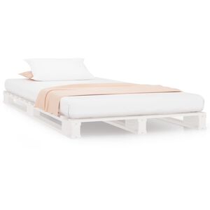 vidaXL Cama de paletes pequena solteiro 75x190cm pinho maci&ccedil;o branco