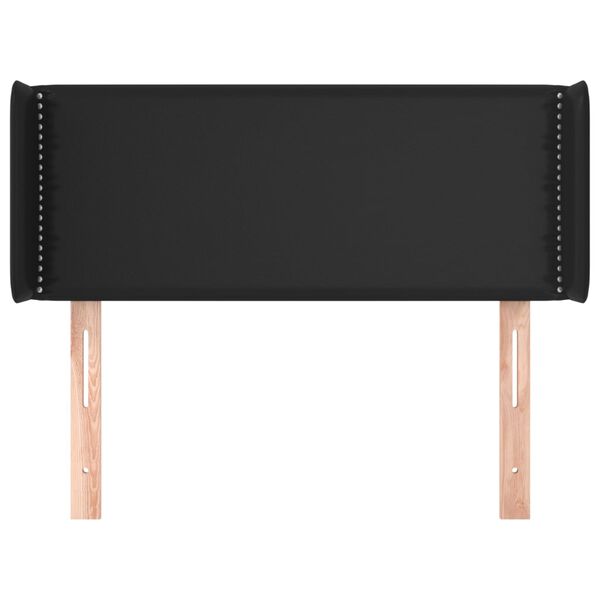 vidaXL Cabeceira de cama c/ abas couro artificial 103x16x78/88cm preto