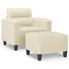 vidaXL Poltrona com apoio de p&eacute;s couro artificial 60 cm cor creme
