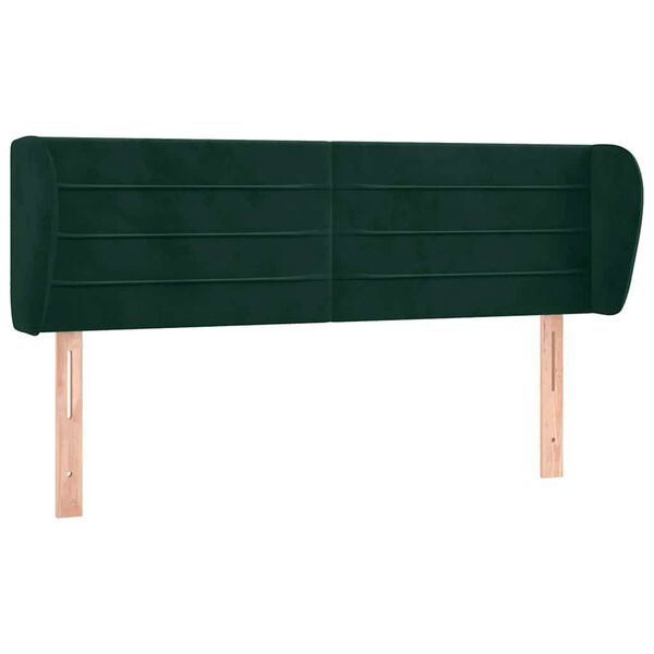 vidaXL Cabeceira de cama c/ abas veludo 147x23x78/88cm verde-escuro