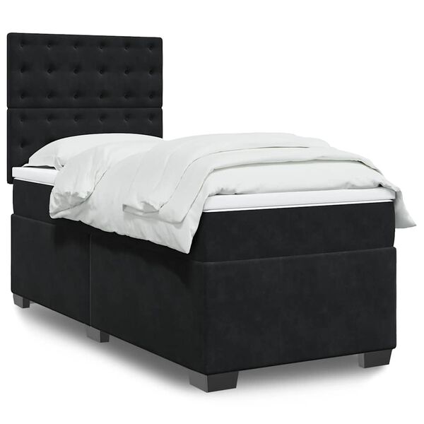 vidaXL Cama com molas/colch&atilde;o 90x190 cm veludo preto