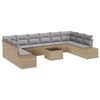 vidaXL Conjunto de Sof&aacute; de Jardim 11 unid. Bege vime PE