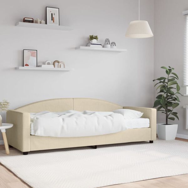 vidaXL Sof&aacute;-cama com colch&atilde;o 80x200 cm tecido cor creme