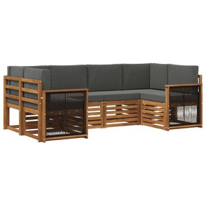vidaXL Conjunto de Sof&aacute; Sectional 5 pcs Natural e Antracite