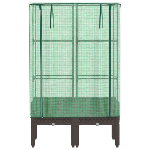 vidaXL Canteiro elevado com cobertura de estufa aspeto de vime